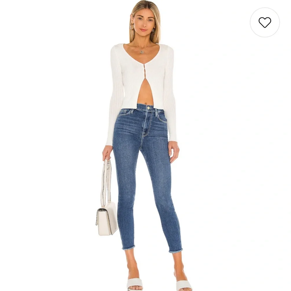 Superdown Sierra White Knit Ribbed Button-Up Top NWT - Picture 4 of 9